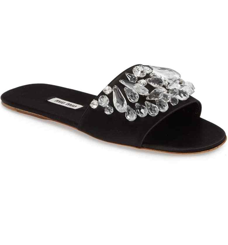 black embellished slides